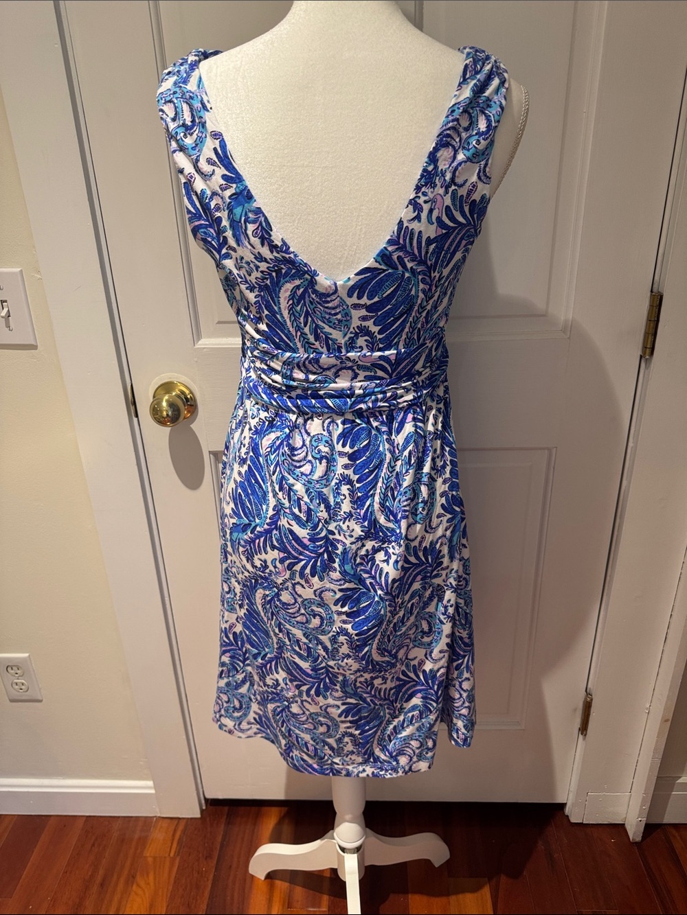 Lilly Pulitzer Blue & White V-Neck Wrap Dress - Picture 2 of 2